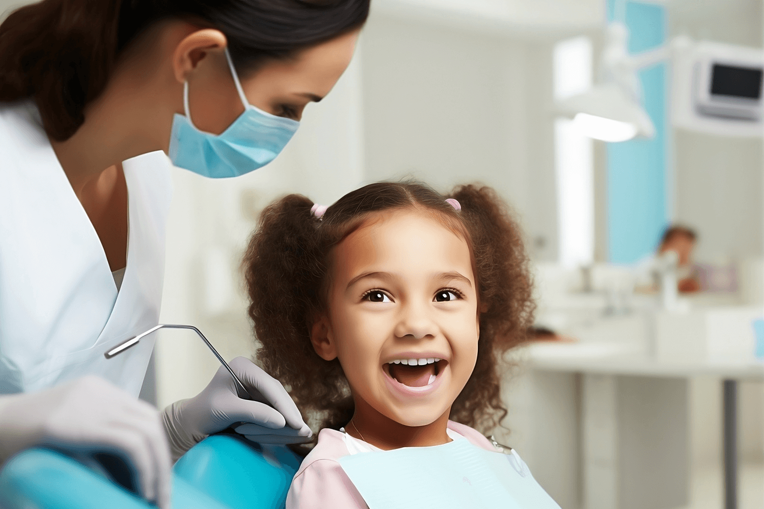 A Happy Child Receiving Dental Care For Kids From A Dentist