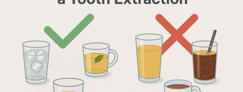 Best Drinks For Recovery: What Can You Drink After Tooth Extraction 17 A Steaming Cup Of Tea And A Glass Of Cold Water On A Table, Illustrating Safe Drink Choices After Tooth Extraction
