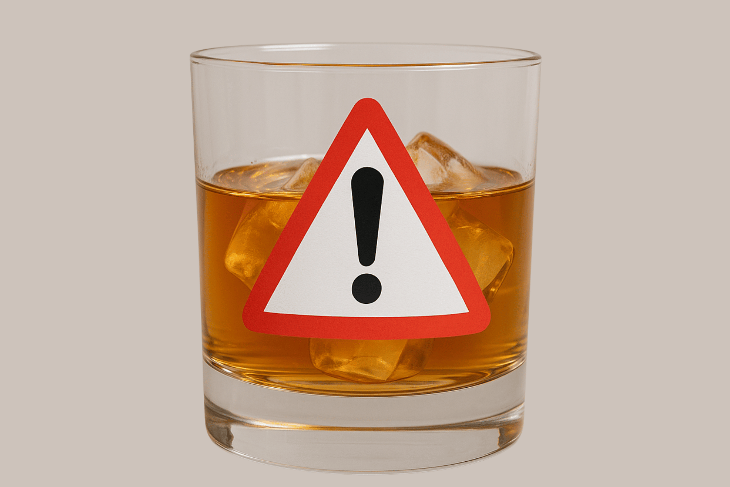 A Glass Of Alcohol Is Depicted With A Warning Symbol Overlay, Highlighting The Potential Risks Associated With Alcohol Consumption, Particularly In Relation To Oral Health Issues Like Tooth Pain 