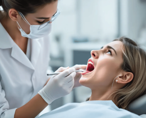 A Healthcare Professional Is Examining A Patients Tongue Using A Tongue Scraper And Proper Lighting Assessing Its Color And Surface For Signs Of Conditions Such As Oral Thrush Or A Black Hairy T 1