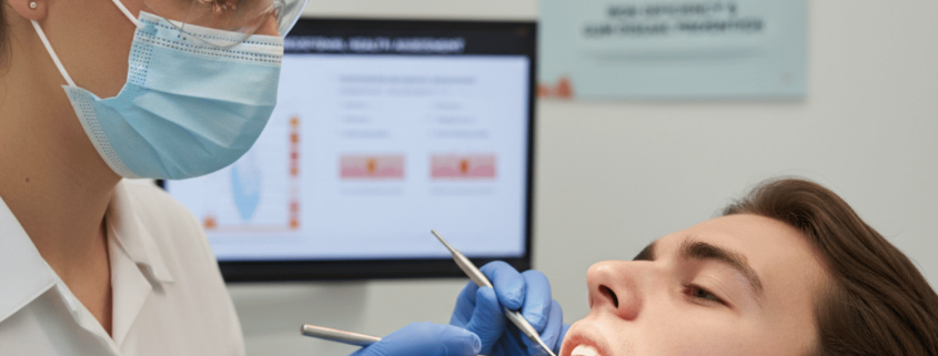 A Dentist Is Conducting A Dental Examination, Carefully Examining A Patient'S Gums With Specialized Dental Instruments. This Scene Highlights The Importance Of Dental Health In Preventing Gum Disease, Which Can Be Affected By Conditions Such As Iron Deficiency Anemia.